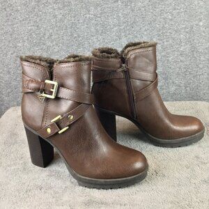 Guess Chocolate Brown Faux Fur Lined Boots Booties 9M NWOT